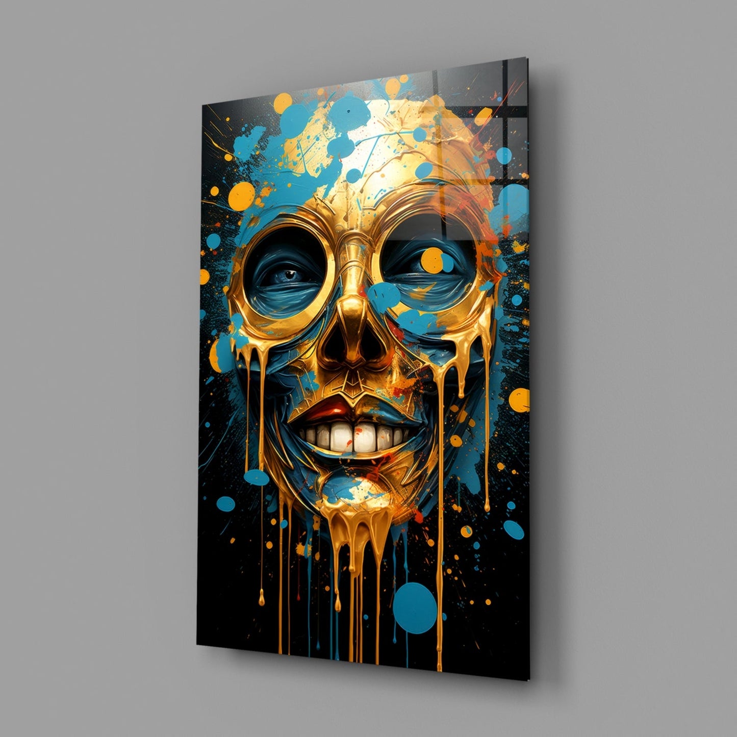Molten Gold Skull Glass Wall Art