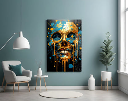 Molten Gold Skull Glass Wall Art