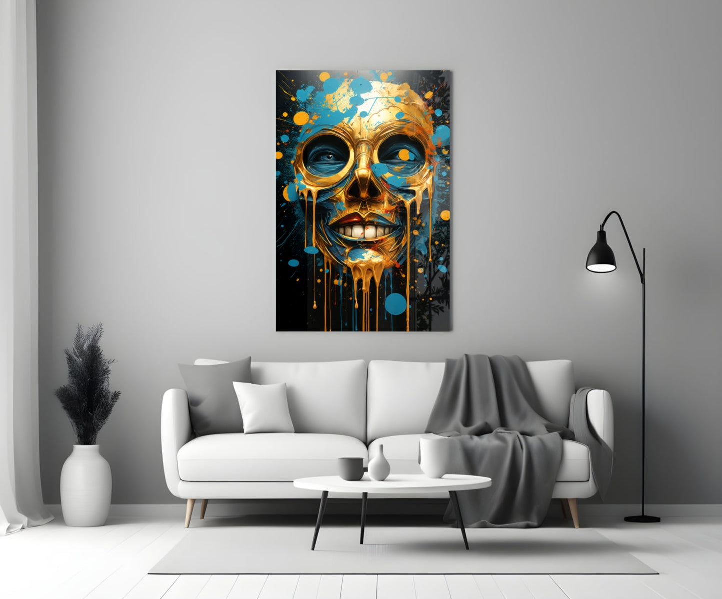 Molten Gold Skull Glass Wall Art