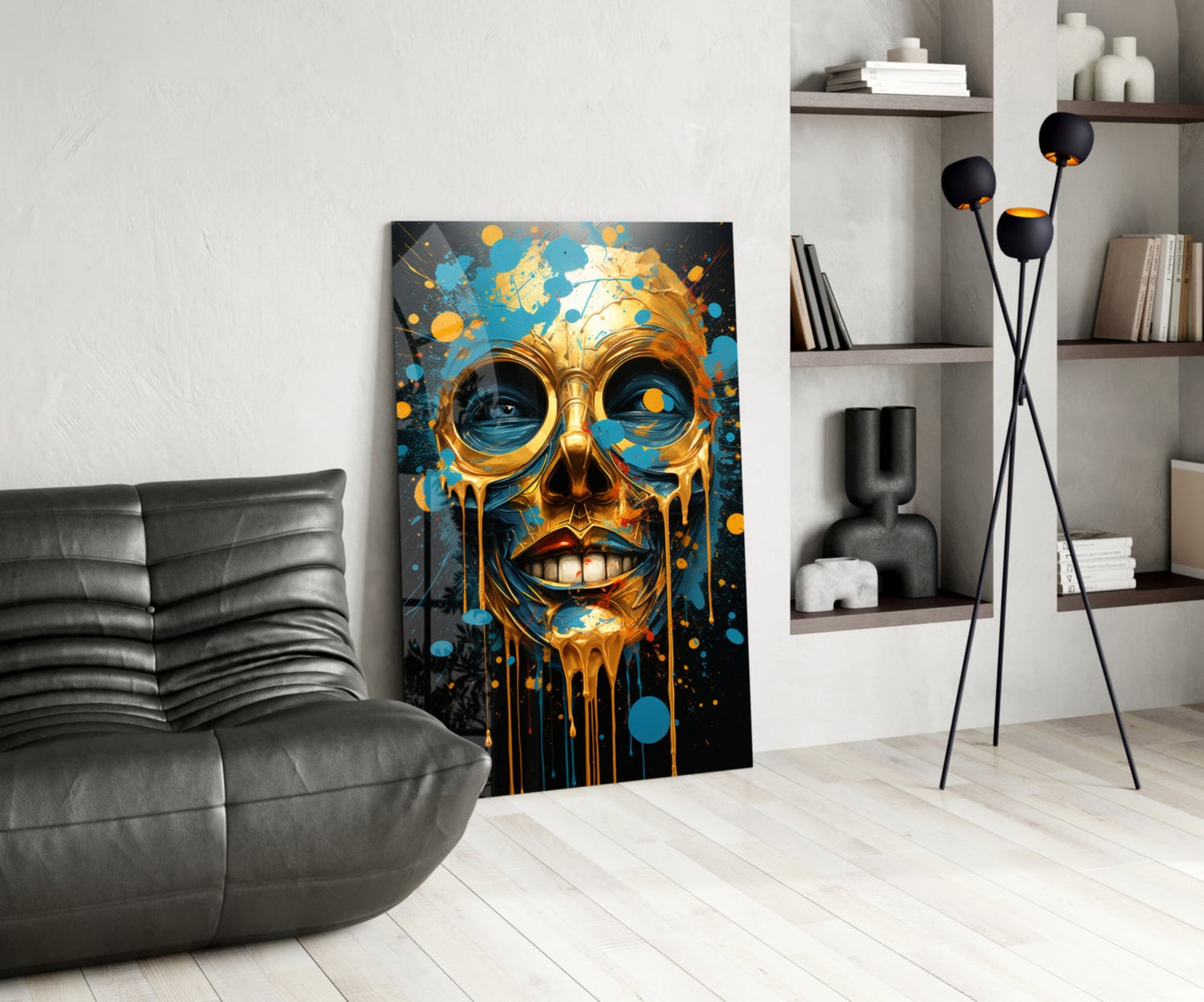 Molten Gold Skull Glass Wall Art