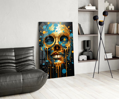 Molten Gold Skull Glass Wall Art