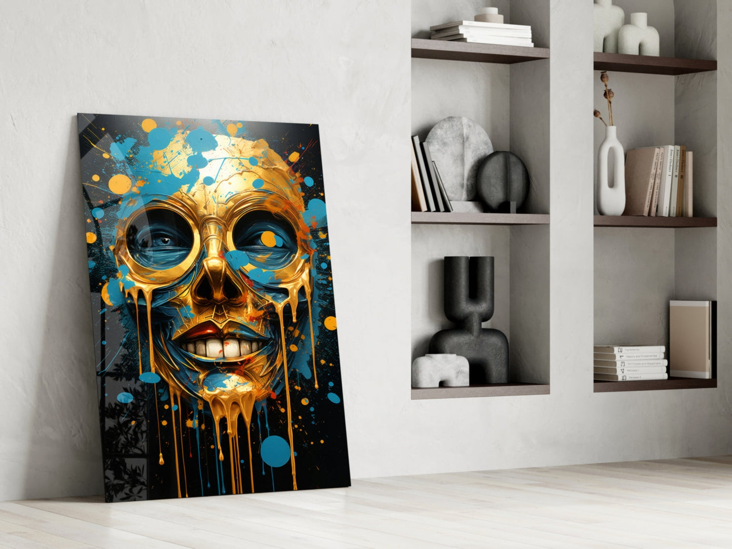 Molten Gold Skull Glass Wall Art