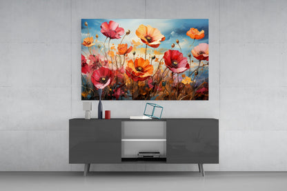 Poppies Glass Wall Art