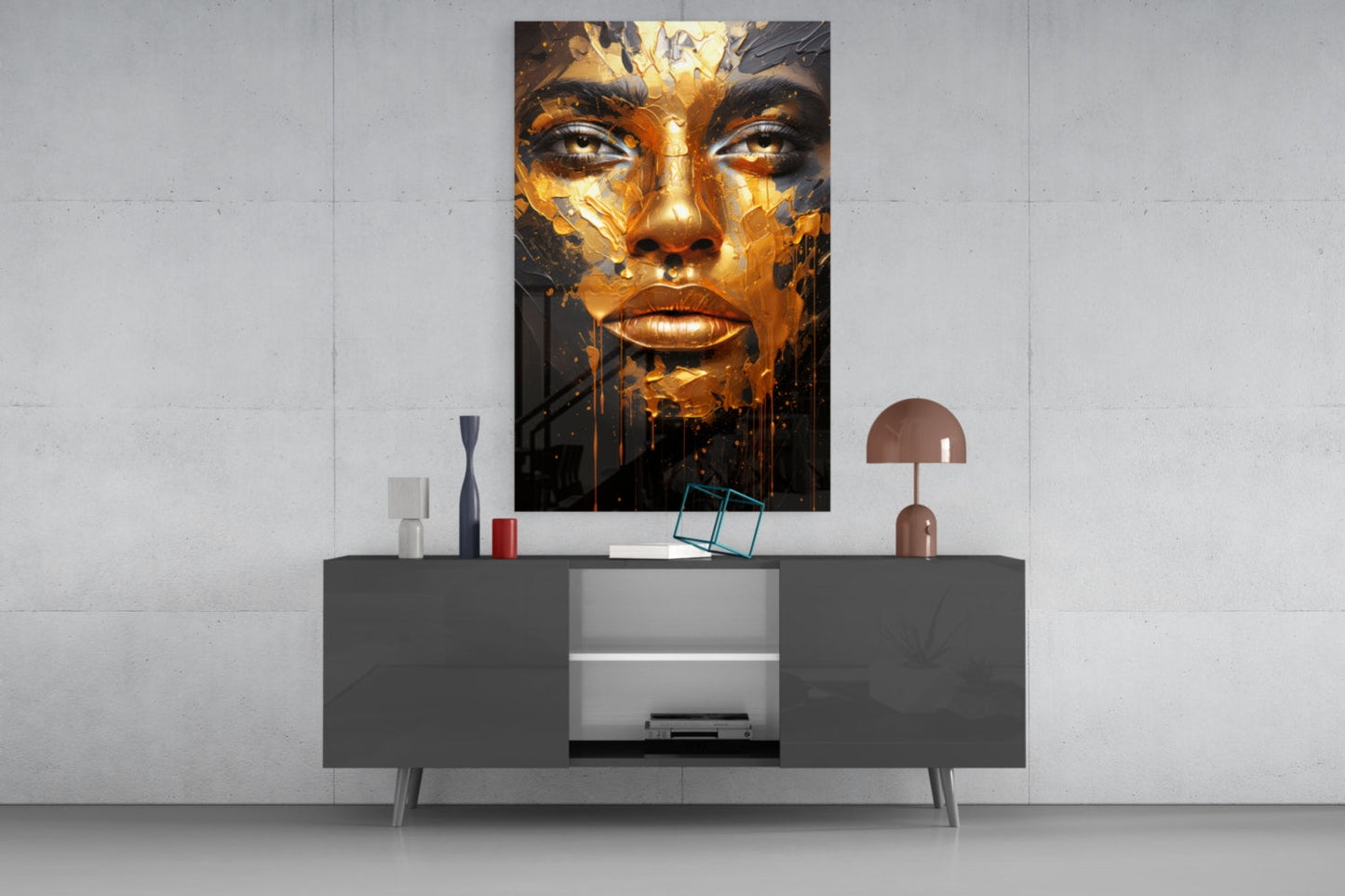 Molten Gold Woman Glass Wall Art
