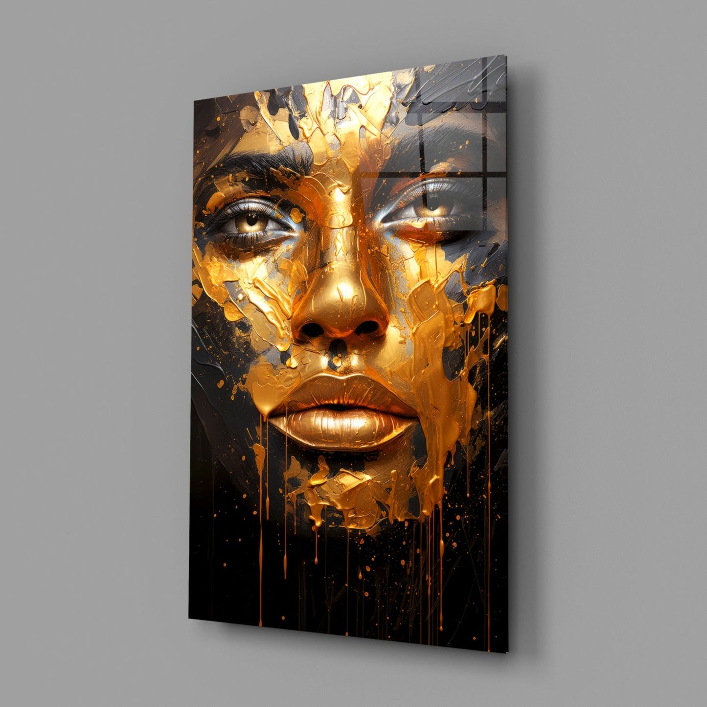 Molten Gold Woman Glass Wall Art