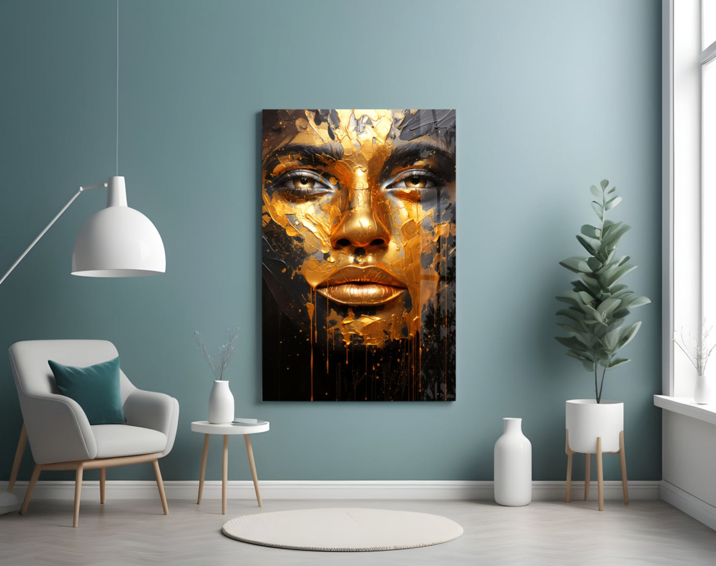 Molten Gold Woman Glass Wall Art