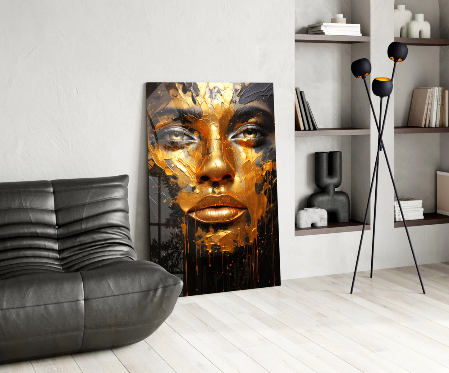 Molten Gold Woman Glass Wall Art