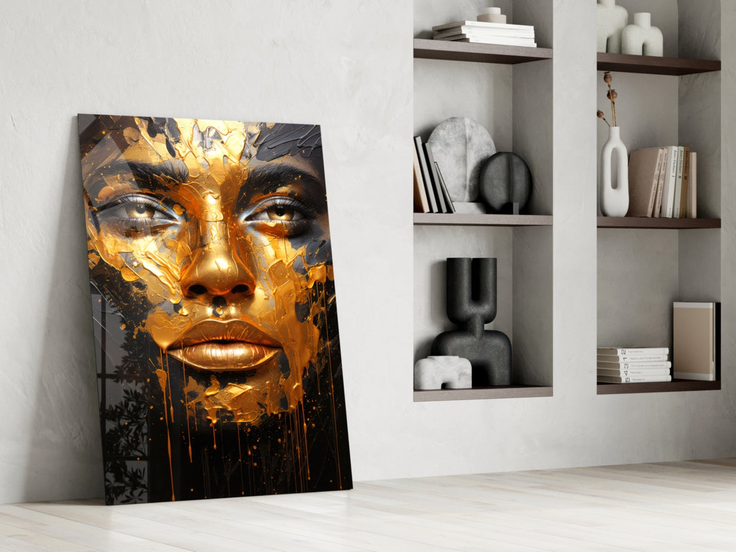 Molten Gold Woman Glass Wall Art