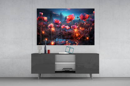 Magical Poppies Glass Wall Art