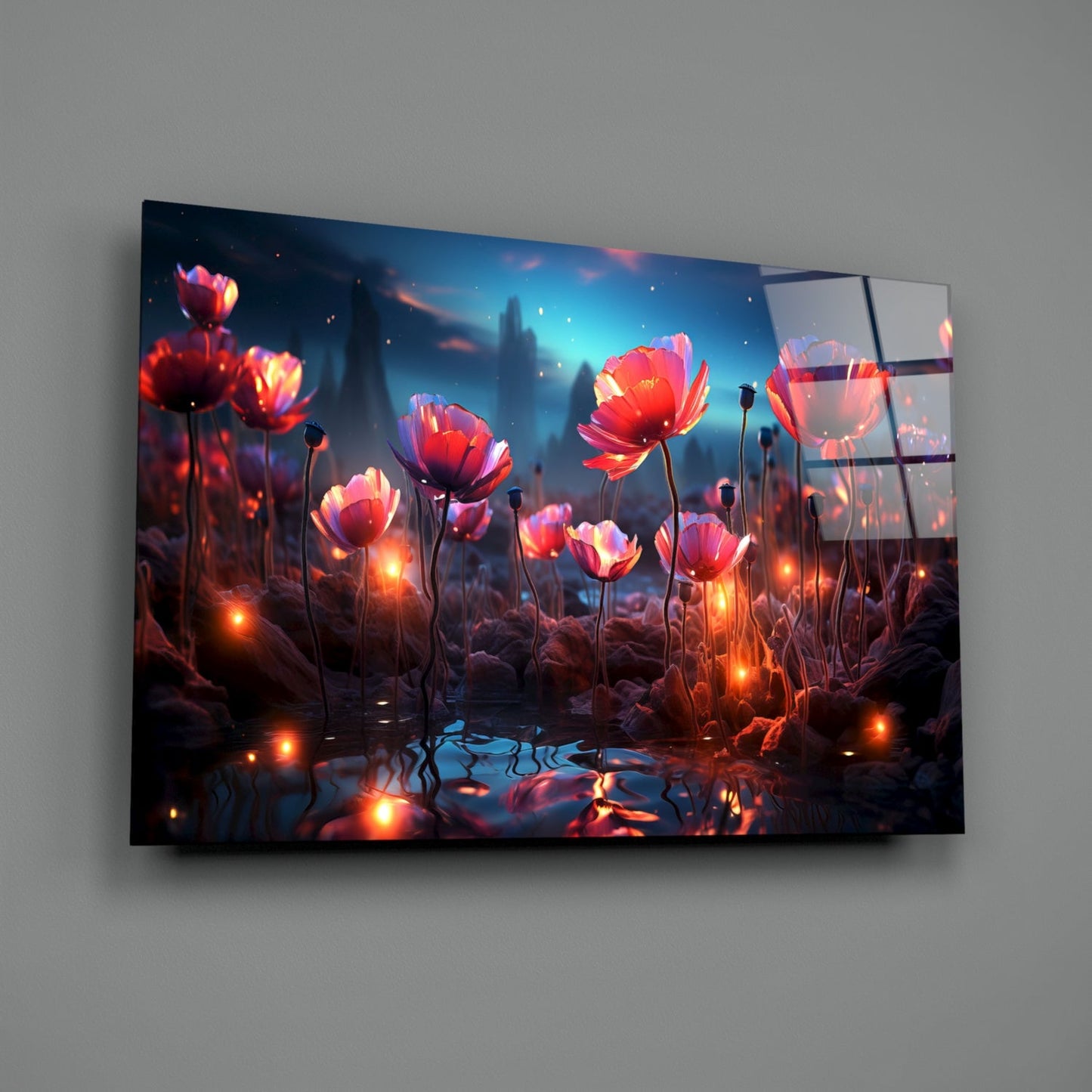 Magical Poppies Glass Wall Art