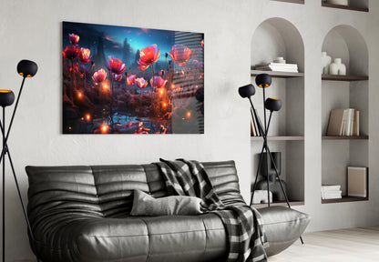Magical Poppies Glass Wall Art