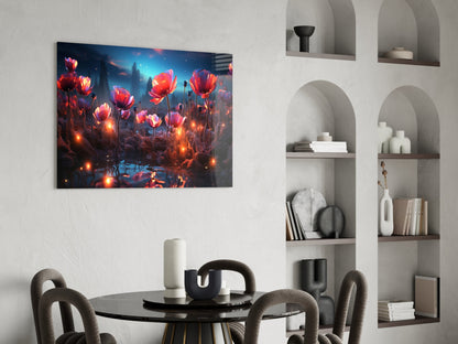 Magical Poppies Glass Wall Art