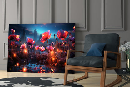 Magical Poppies Glass Wall Art