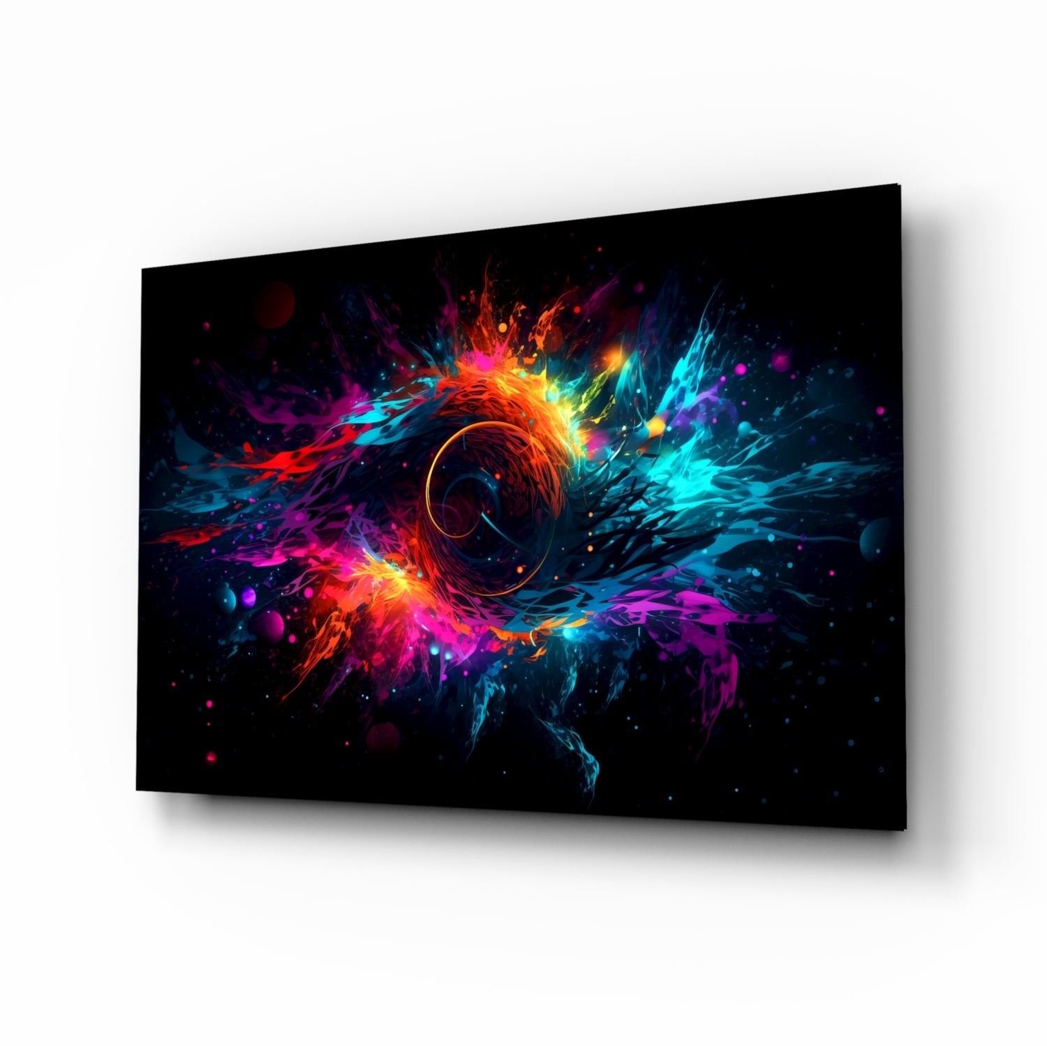 Colorful Hole cosmic abstract glass wall art