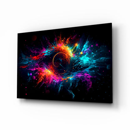 Colorful Hole cosmic abstract glass wall art