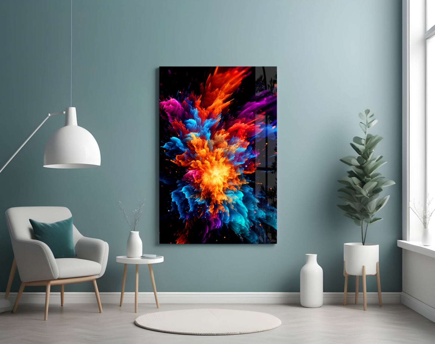 Color Flower Glass Wall Art