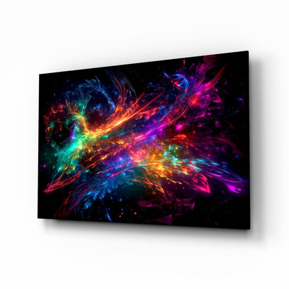 Rainbow energy swirl abstract glass wall art
