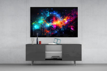 Cosmic Nebula Black Hole Glass Wall Art