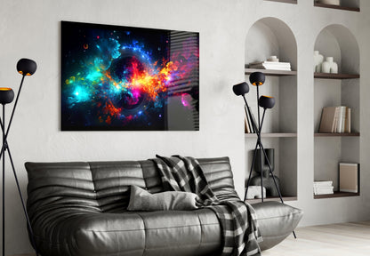 Cosmic Nebula Black Hole Glass Wall Art