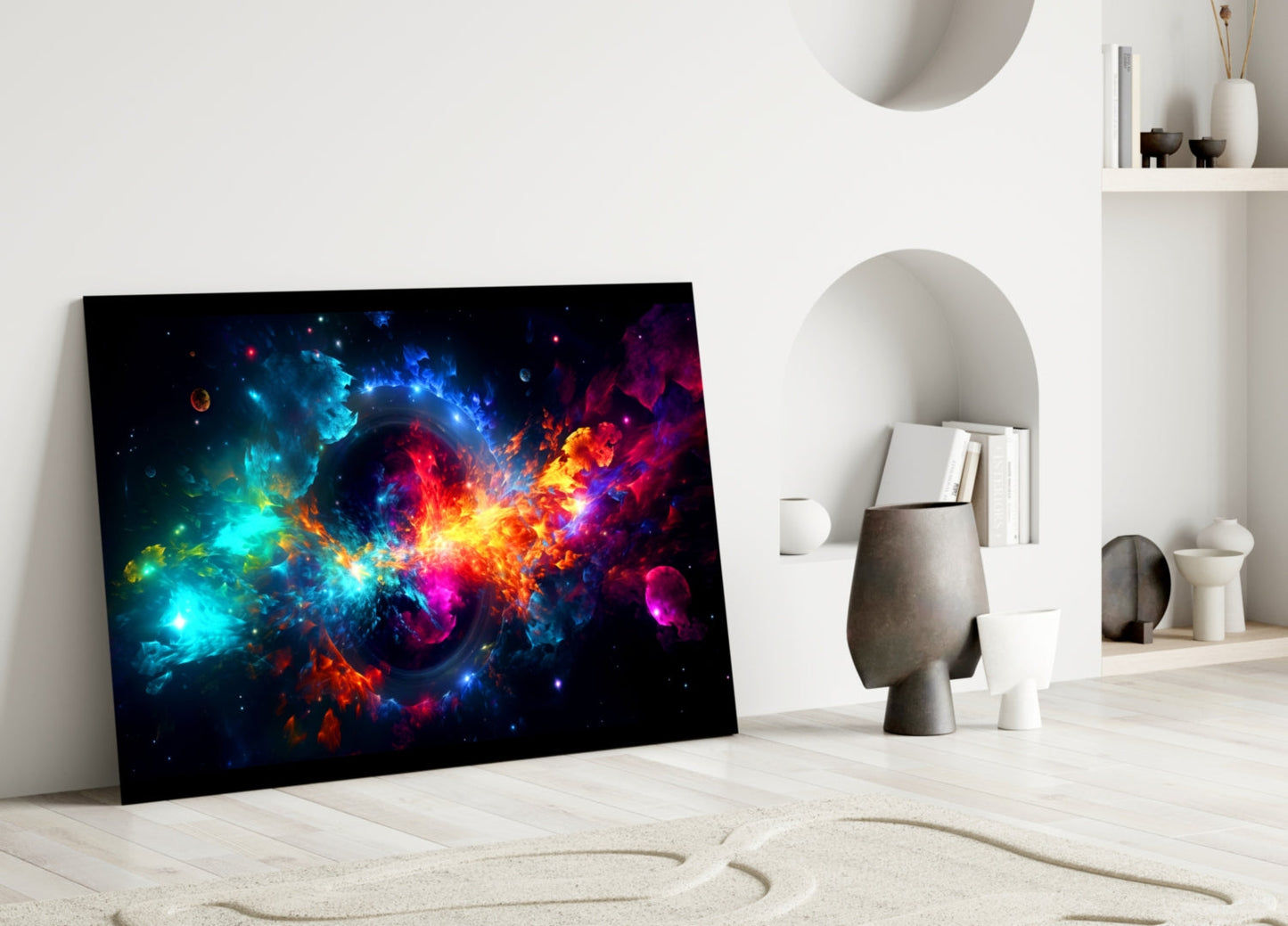 Cosmic Nebula Black Hole Glass Wall Art