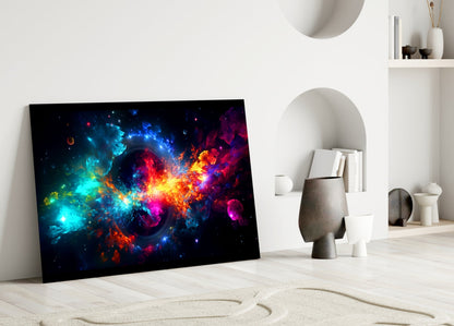 Cosmic Nebula Black Hole Glass Wall Art