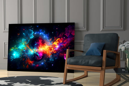 Cosmic Nebula Black Hole Glass Wall Art