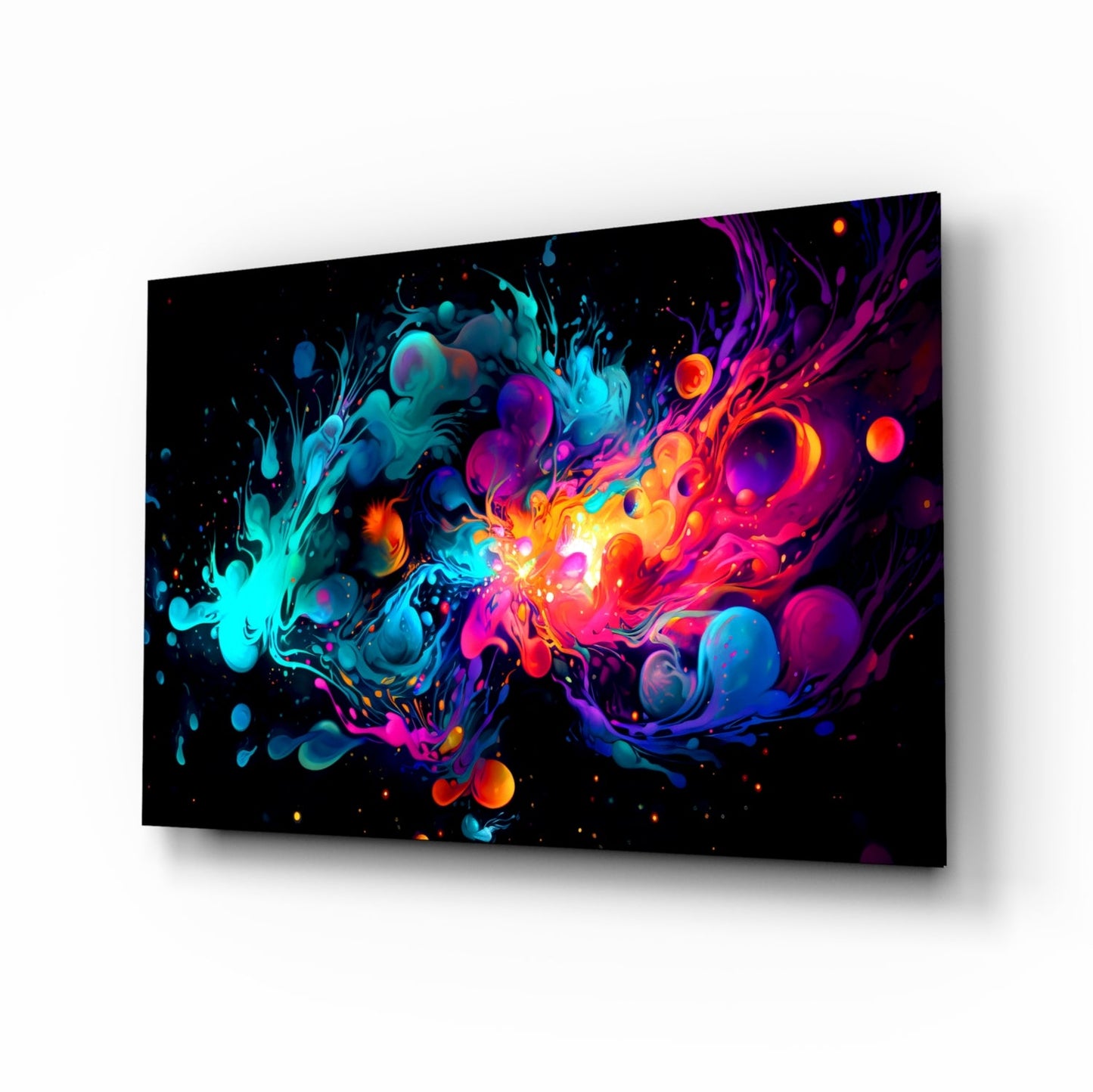 Liquid ink bubbles color clash glass wall art