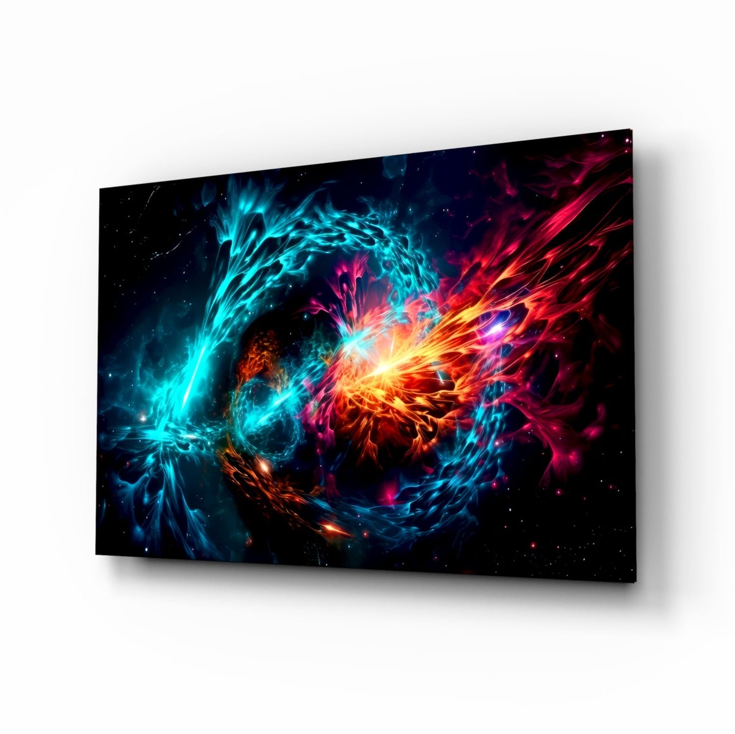 Fire and water yin yang glass wall art