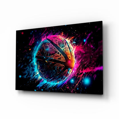 Cosmic fireball glass wall art