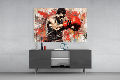 Boxer Noir Portrait Glass Wall Art