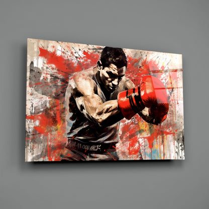 Boxer Noir Portrait Glass Wall Art