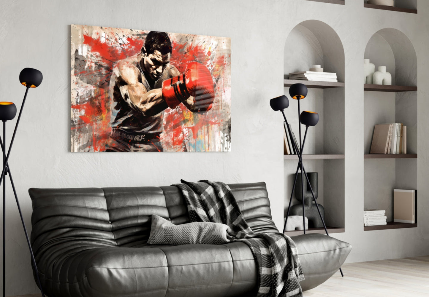 Boxer Noir Portrait Glass Wall Art