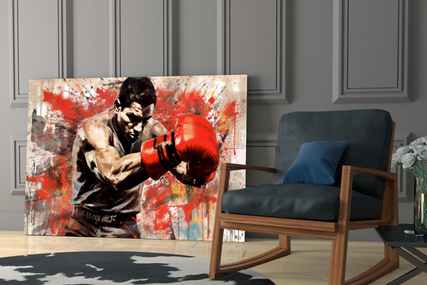 Boxer Noir Portrait Glass Wall Art