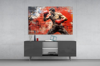 Boxer Grunge Glass Wall Art