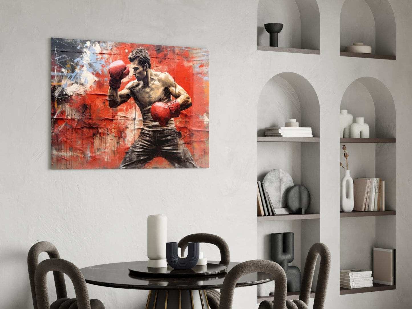 Boxer Grunge Glass Wall Art