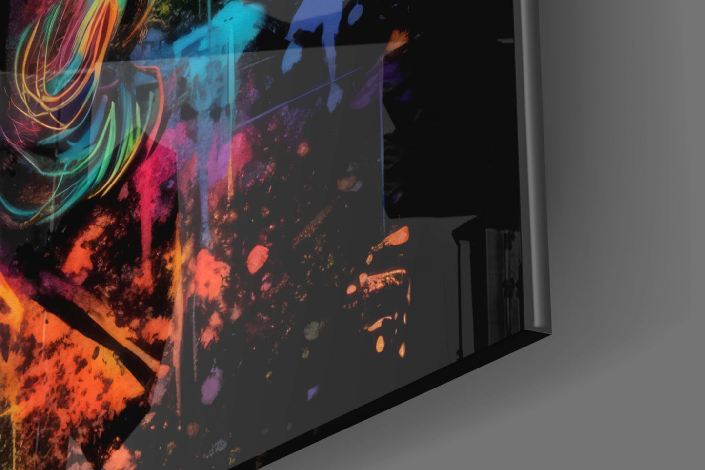 Benjamin Franklin Neon Pop Glass Wall Art