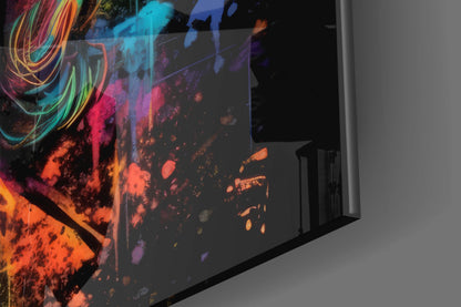 Benjamin Franklin Neon Pop Glass Wall Art