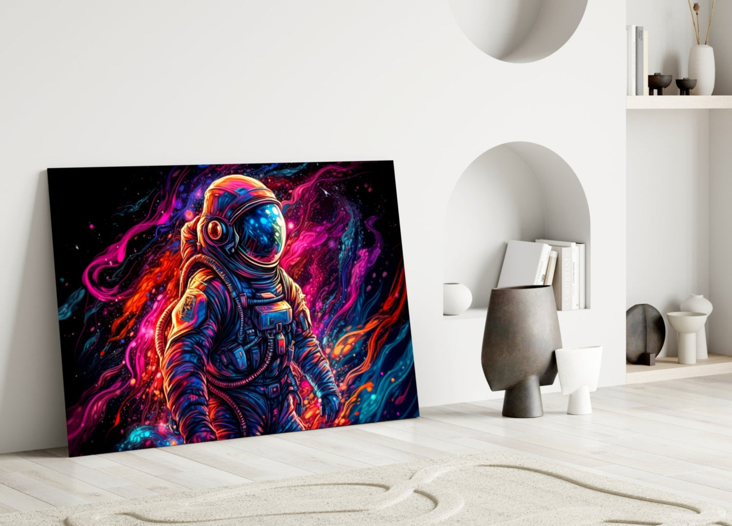 Nebula Cloud Astronaut Glass Wall Art