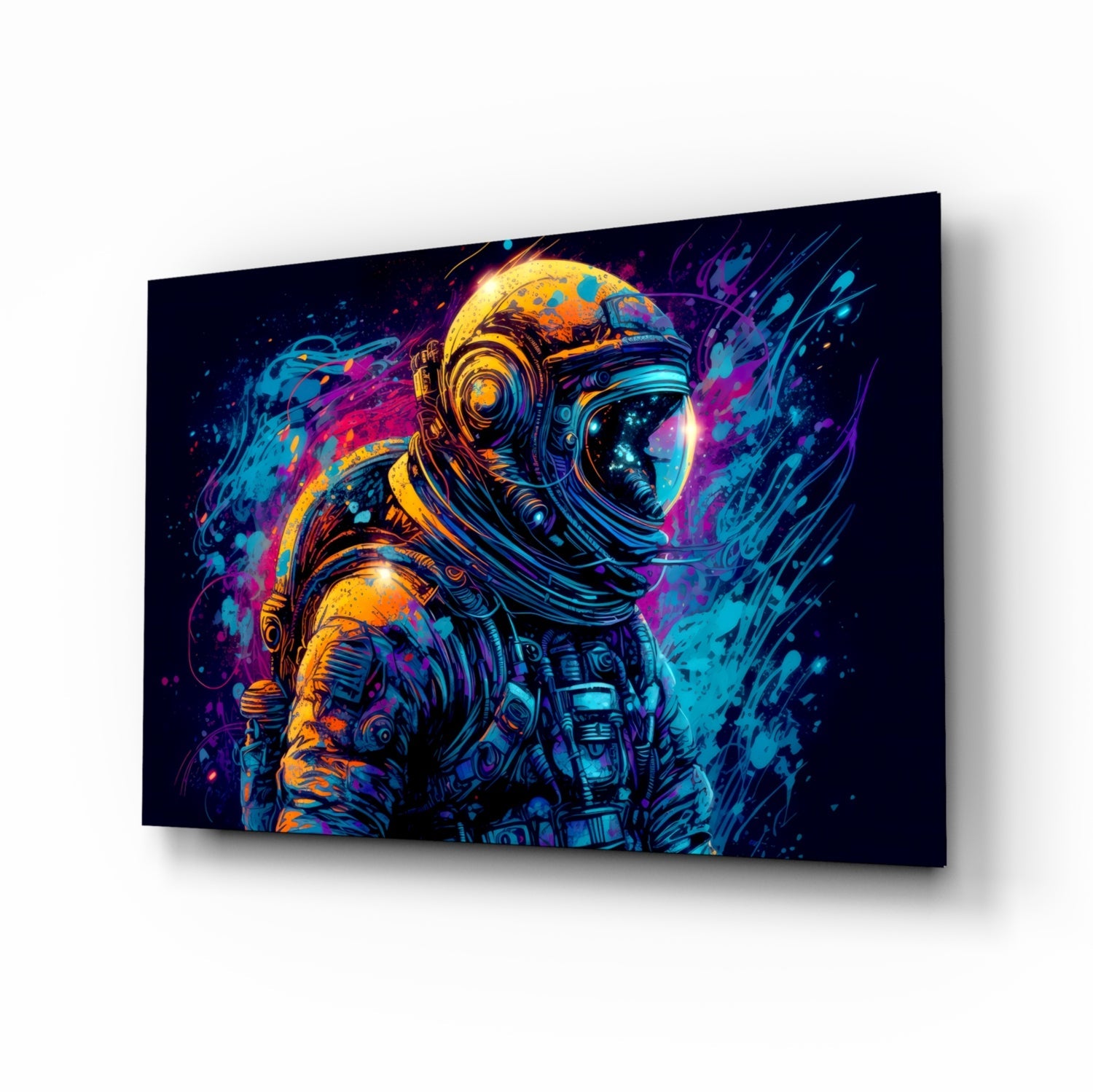 Astronaut pop art glass wall art