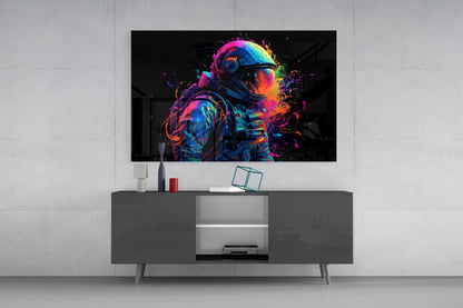 Astronaut Splatter Glass Wall Art