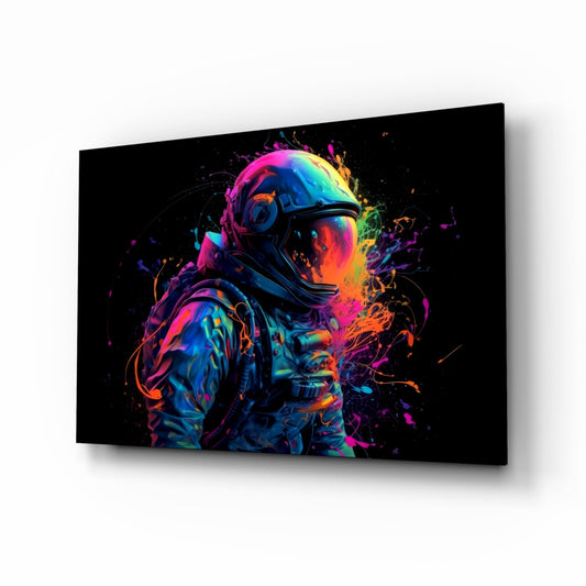 Astronaut splatter glass wall art