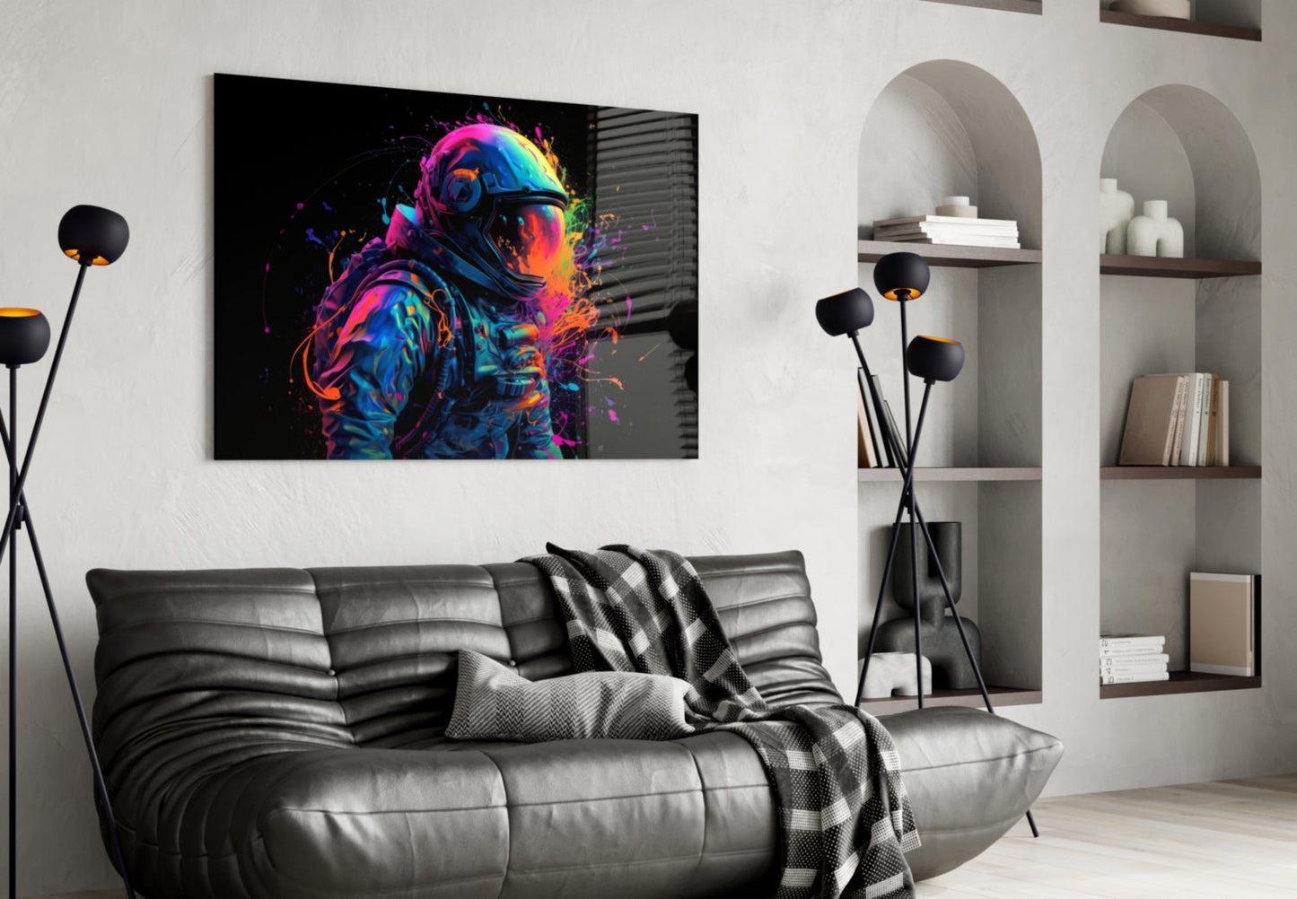 Astronaut Splatter Glass Wall Art