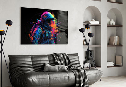 Astronaut Splatter Glass Wall Art
