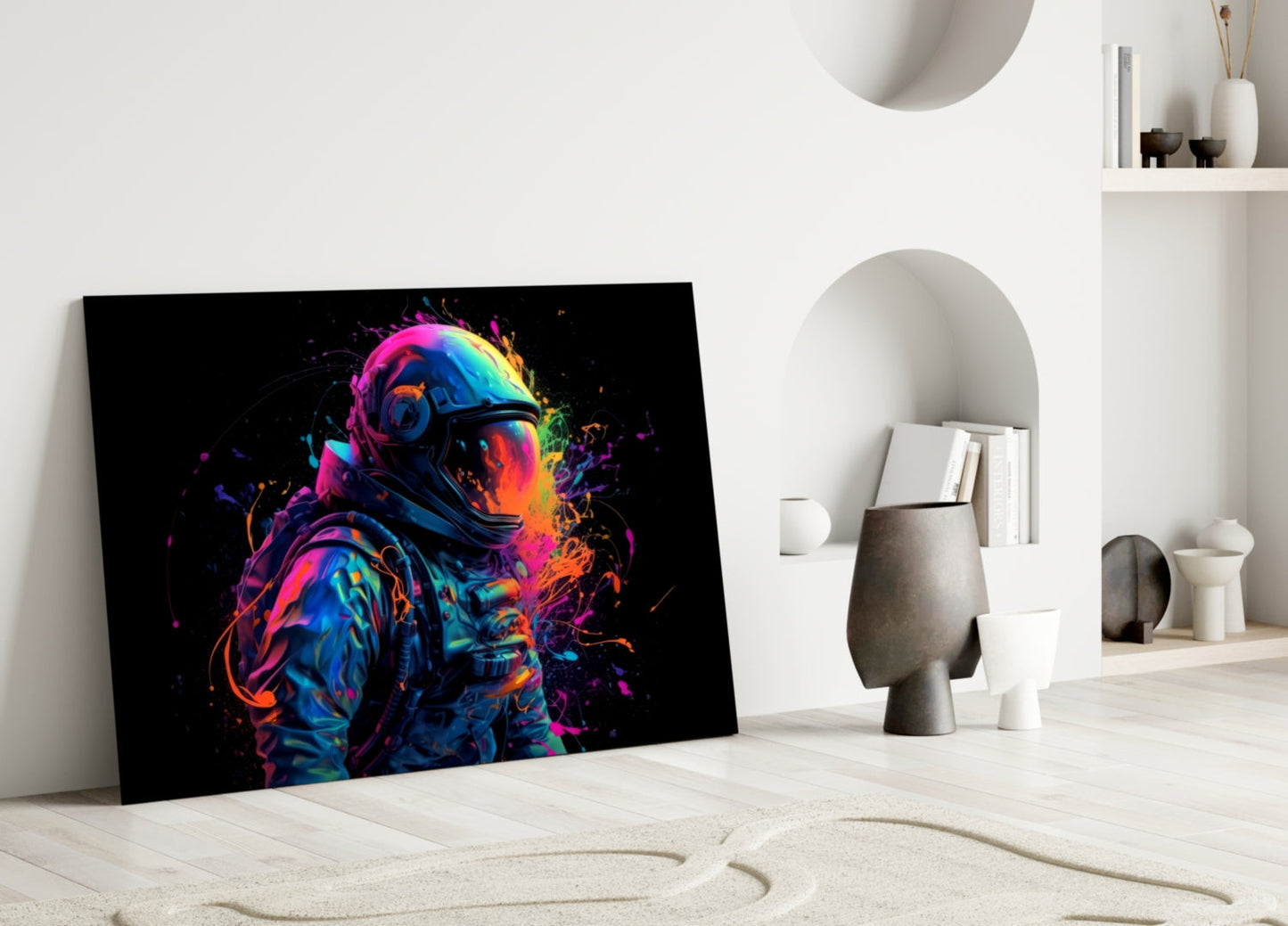 Astronaut Splatter Glass Wall Art