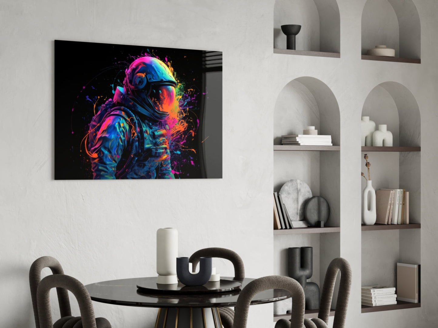 Astronaut Splatter Glass Wall Art