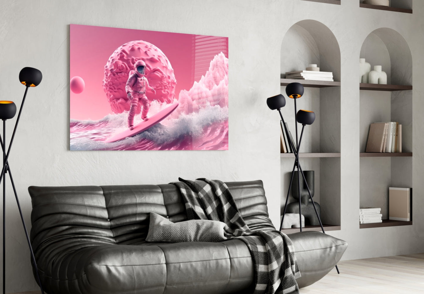 Pinky Space Glass Wall Art