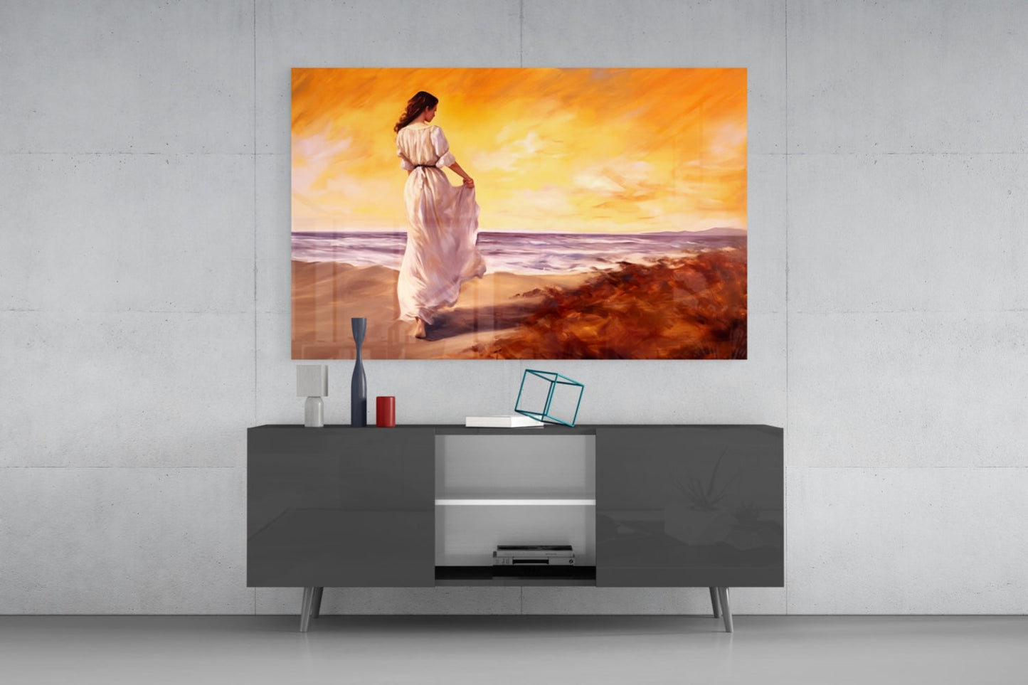 Beach Walk Glass Wall Art