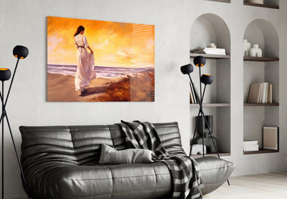 Beach Walk Glass Wall Art