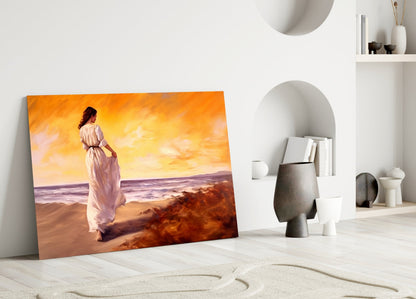 Beach Walk Glass Wall Art