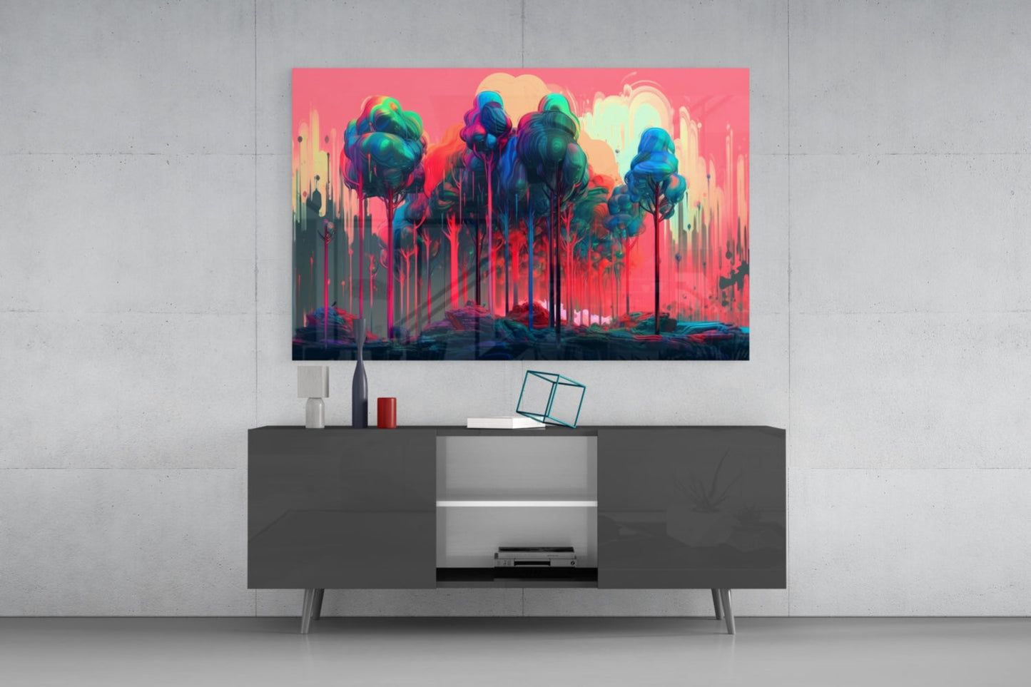 Pink Treetops Glass Wall Art